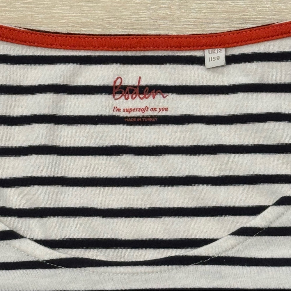 Boden White and black striped long sleeved tee - Picture 4 of 6